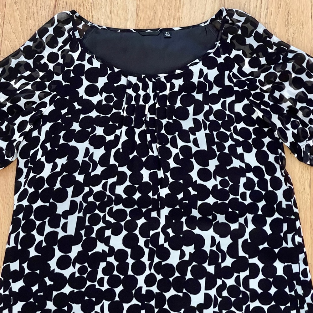 Uniqlo Circles Black & White Chiffon Dress, sz M - Picture 4 of 11